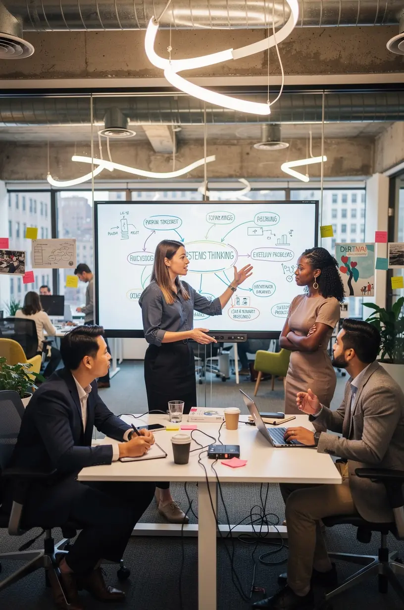 Leadership embracing systems thinking principles for effective problem-solving.